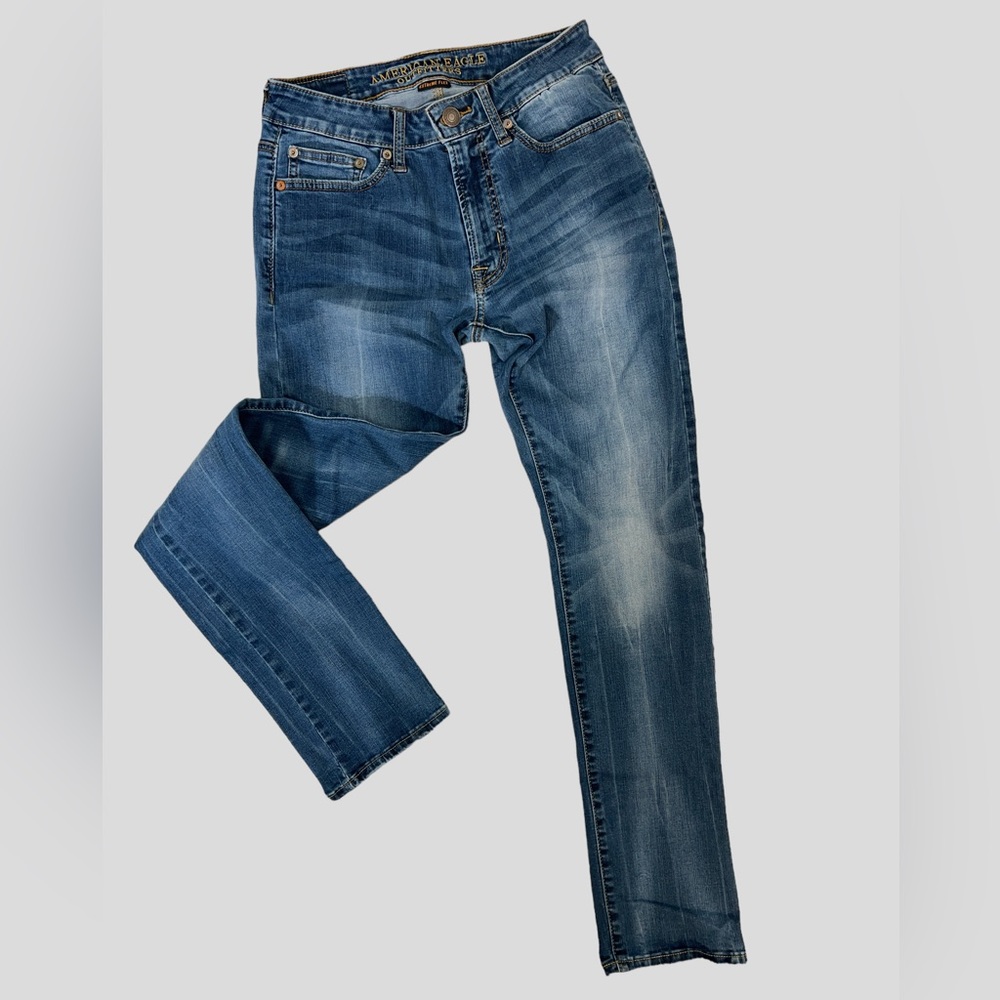AMERICAN EAGLE Jeans Mens 28 Extreme Flex Skinny Whiskering Embroidered Pockets